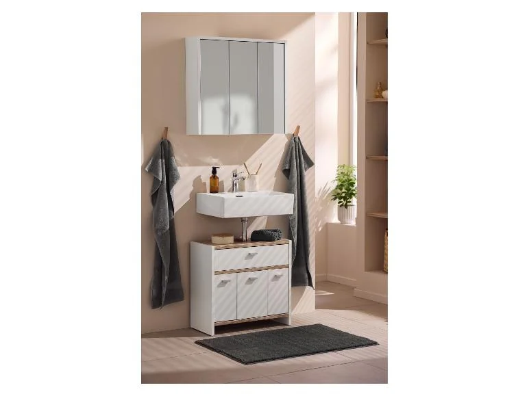 Armoire de toilette miroir Boston, 65 x 60 x 16,2 cm, blanc