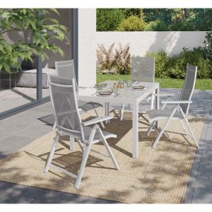 Table de jardin en aluminium Houston, blanc