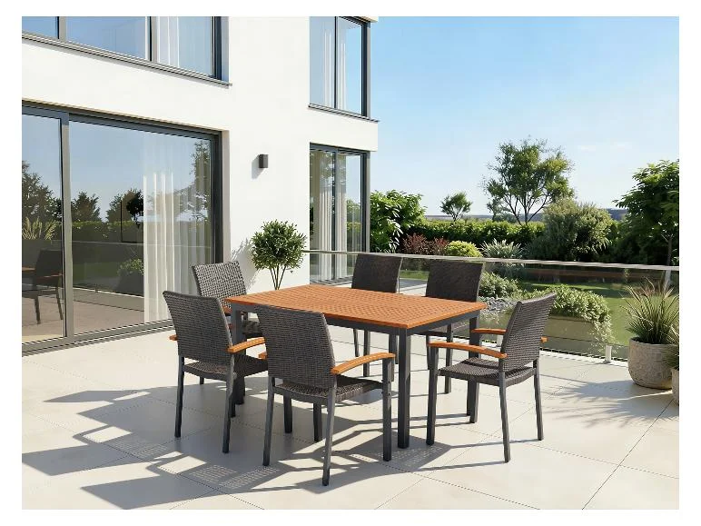 Table de jardin + Lot de 6 fauteuils en résine tressée Valencia - Image 2