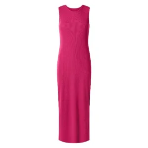 Robe mi-longue côtelée femme