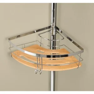 Étagère de douche télescopique en bambou