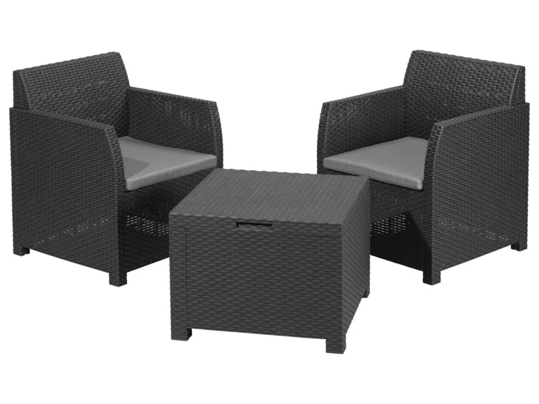 Ensemble de meubles de balcon, anthracite/gris, 3 pièces — SKU 529EG1L9MKU6ENGJD