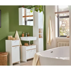 Armoire de toilette miroir, 64,3 x 60,7 x 16,2 cm, blanche