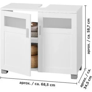 Meuble sous-vasque Basel, 68,5 x 58,7 x 34,5 cm, blanc — SKU NCPUIE3LFQGYECKH