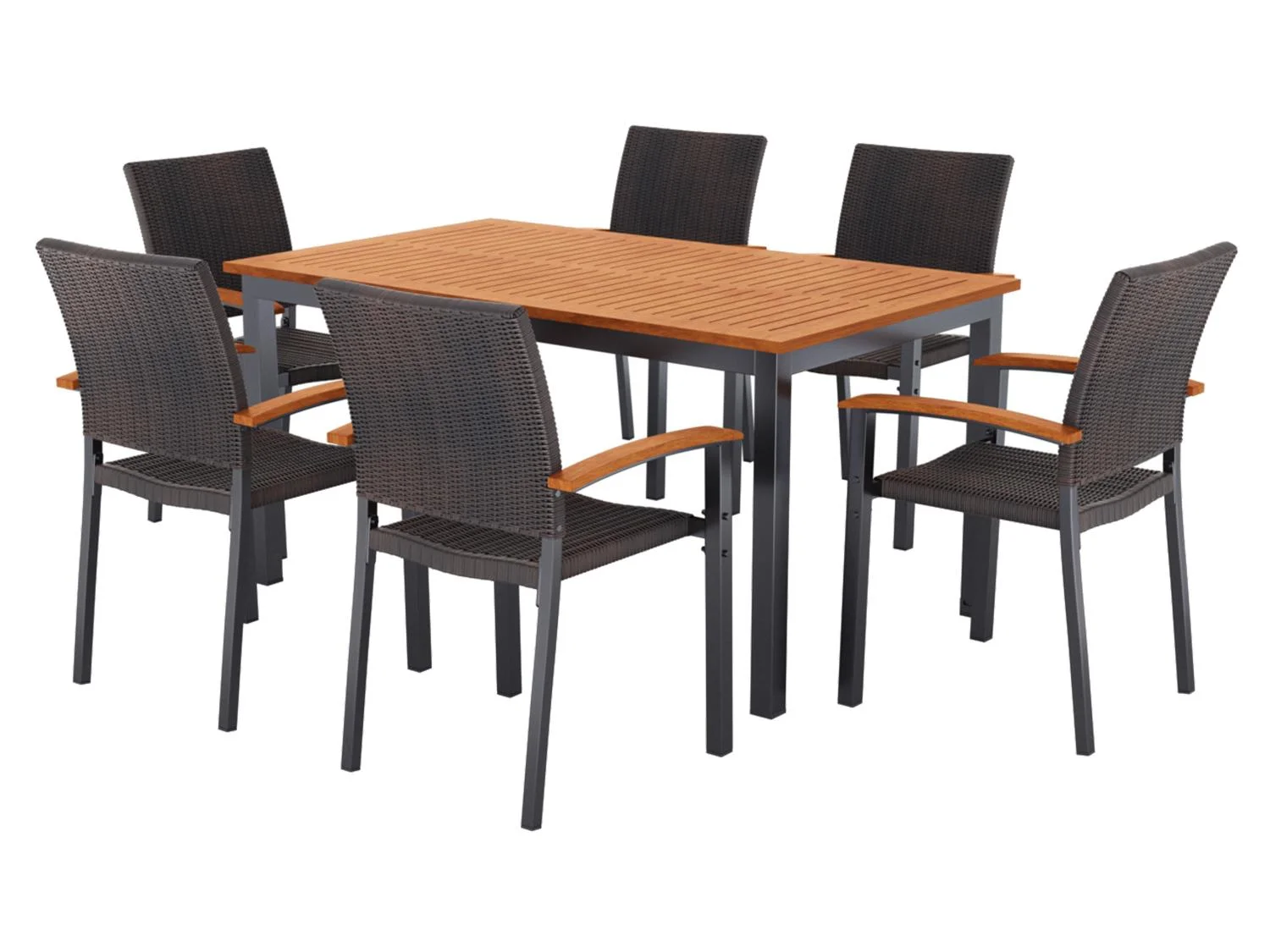 Table de jardin + Lot de 6 fauteuils en résine tressée Valencia - Image 10