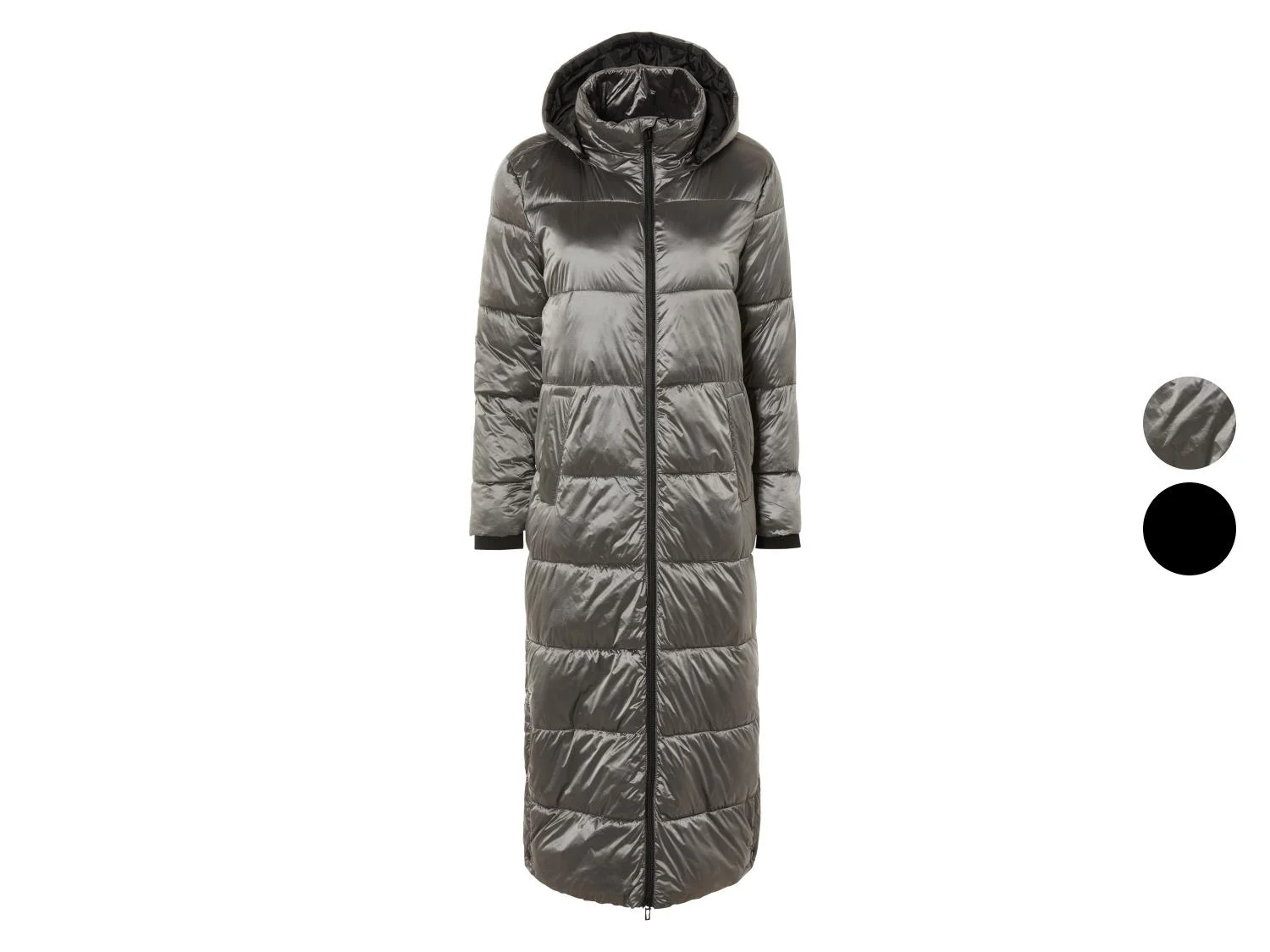 Manteau matelassé long pour femme, fentes latérales avec boutons-pression. - Image 23