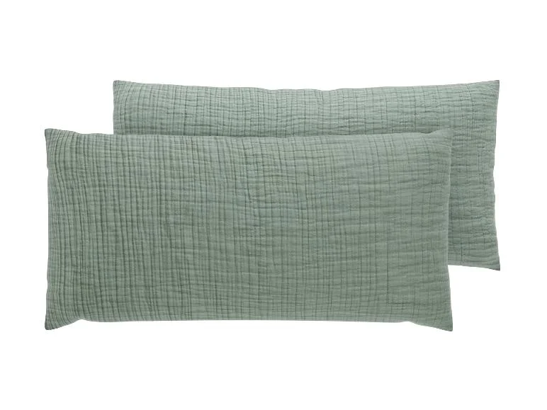 Lot de 2 taies d'oreiller en mousseline, 40 x 80 cm - Image 3