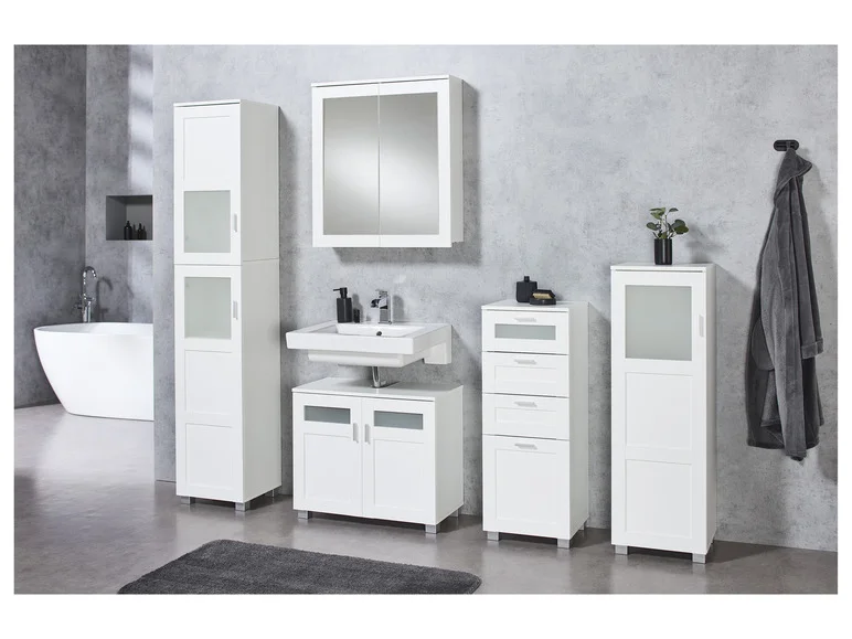 Armoire de toilette miroir Basel, 68,5 x 76,1 x 17 cm, blanche - Image 2