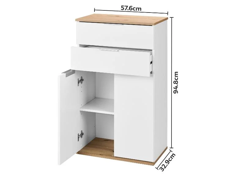 Meuble bas, 57,6 x 32,9 x 94,8 cm, blanc/imitation chêne - Image 3