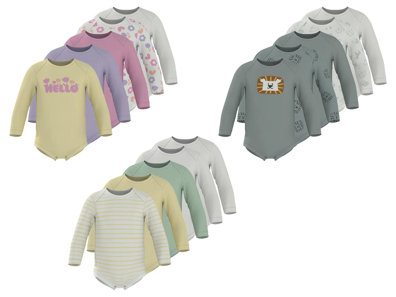 Lot de 5 bodys bébé à manches longues - Image 33
