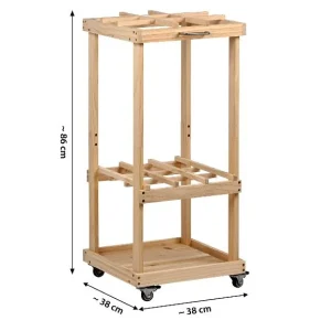 Porte-outils de jardin mobile sur roulettes, 86 x 38 x 38 cm