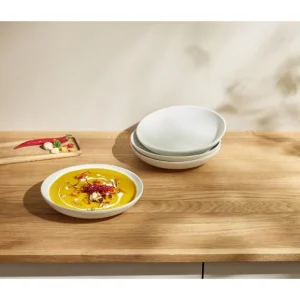 Set d'assiettes plates ou creuses en porcelaine, 4 pièces