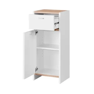 Meuble de salle de bains, 32 x 80,5 x 28 cm, blanc/imitation chêne