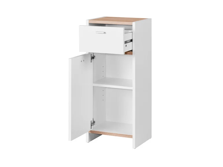 Meuble de salle de bains, 32 x 80,5 x 28 cm, blanc/imitation chêne
