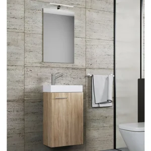Set d'armoire à glace ou miroir et meuble sous vasque avec lavabo Slito, pour salle de bain