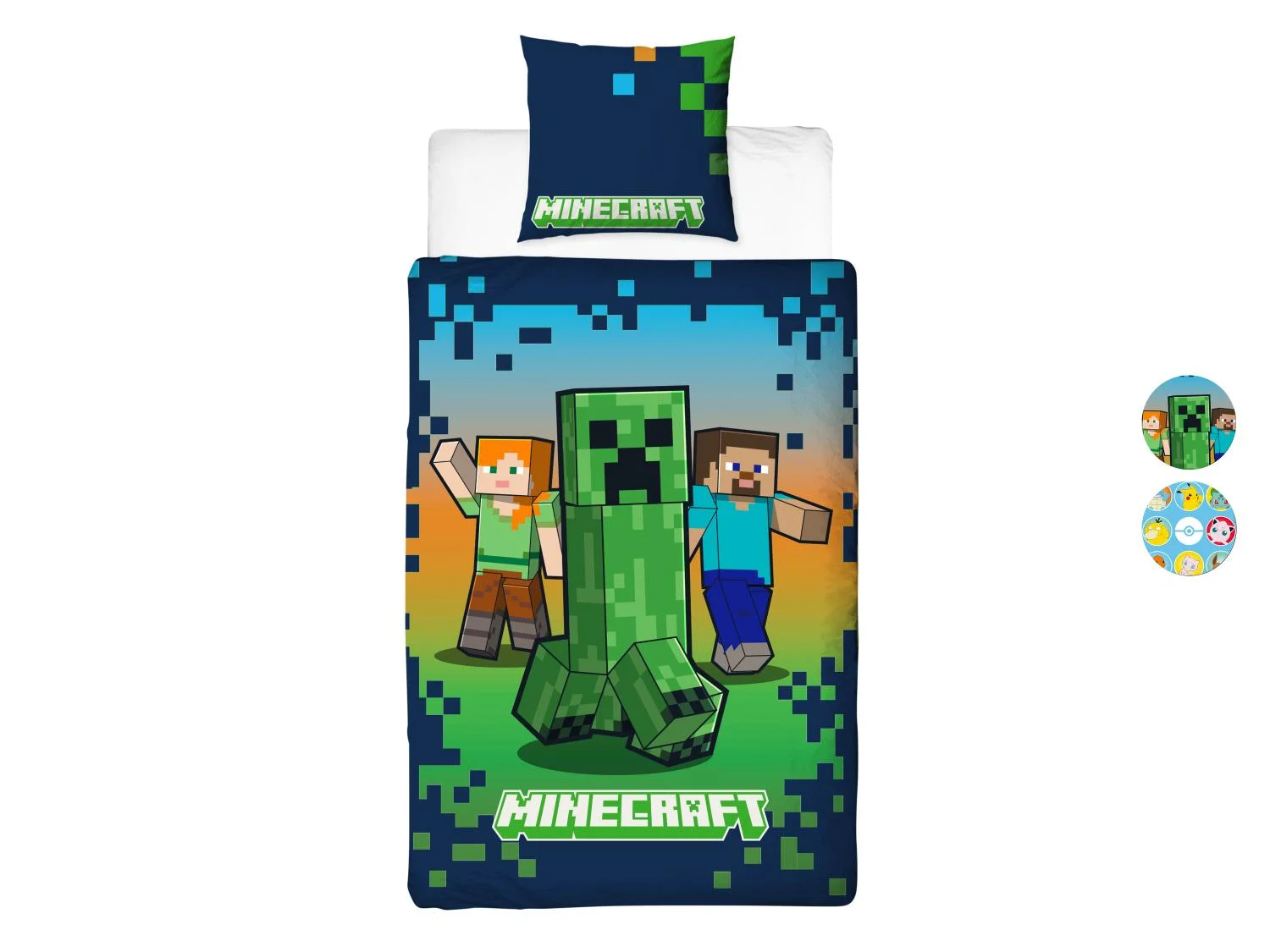 Parure de lit réversible Minecraft ou Pokémon, 140 x 200 cm. - Image 18
