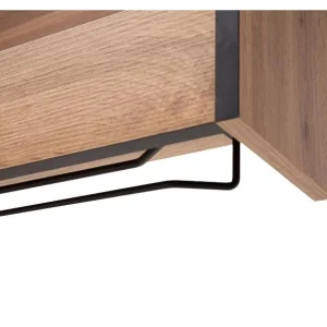 Étagère à vin et porte-verres à vin Bent, décor chêne rustique
