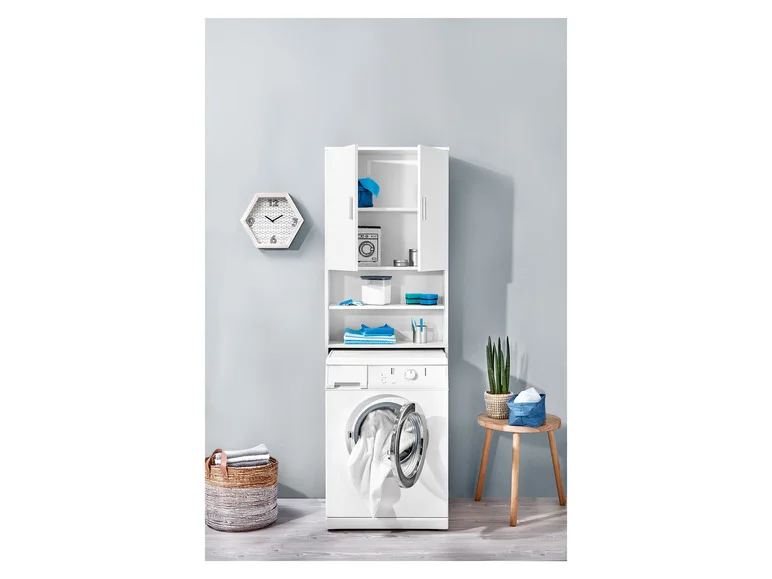 Meuble pour machine à laver Liverpool, 64,5 x 190 x 25 cm, blanc - Image 2