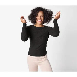 T-shirt côtelé à manches longues femme — SKU QRKBW0L58A26TVZDCL