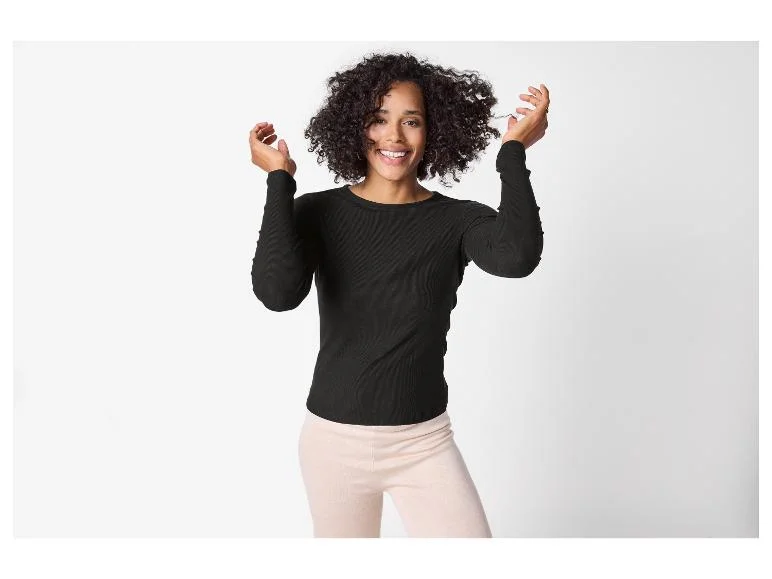 T-shirt côtelé à manches longues femme — SKU QRKBW0L58A26TVZDCL