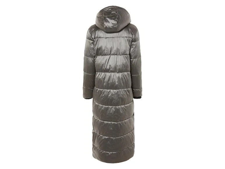 Manteau matelassé long pour femme, fentes latérales avec boutons-pression. - Image 8