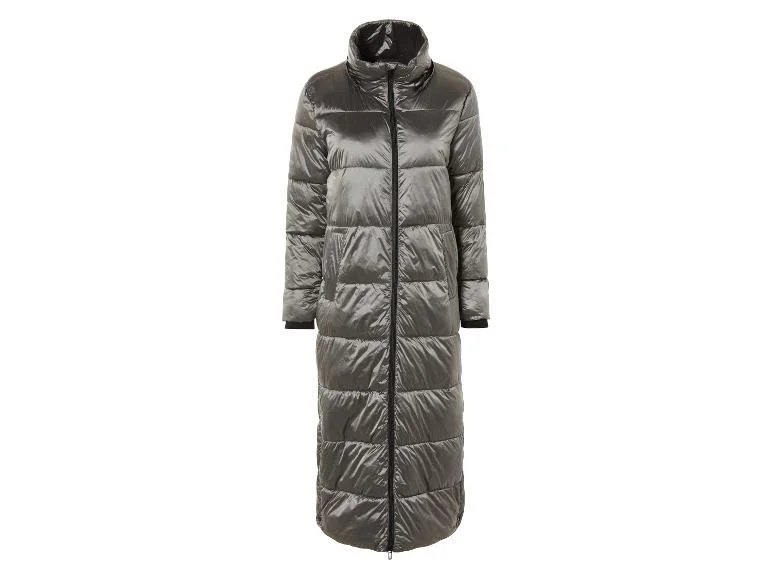 Manteau matelassé long pour femme, fentes latérales avec boutons-pression. - Image 7