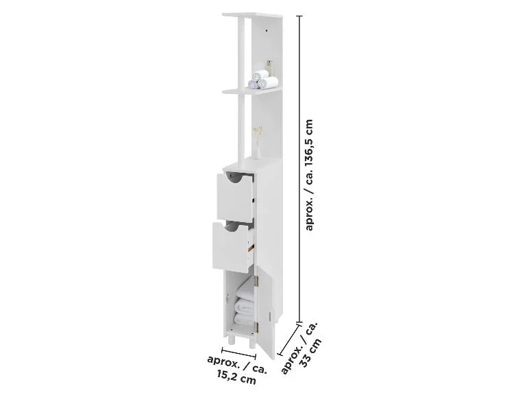 Meuble de rangement étroit, 15,2 x 136,5 x 33 cm, blanc - Image 3