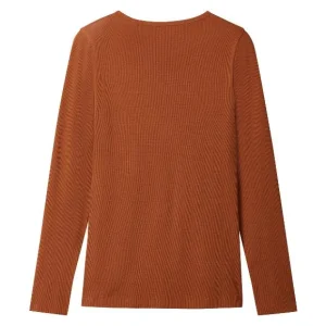 T-shirt côtelé à manches longues femme — SKU YF7QPDTU05EMDAVS