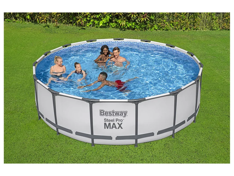 Kit de piscine complet Steel Pro MAXTM Frame Pool, avec pompe de filtration, Ø 457 x 122 cm, gris clair, ronde - Image 6