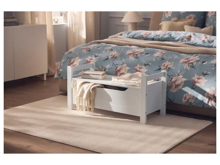 Banquette avec espace de rangement, 88 x 43 x 38 cm, blanc - Image 4