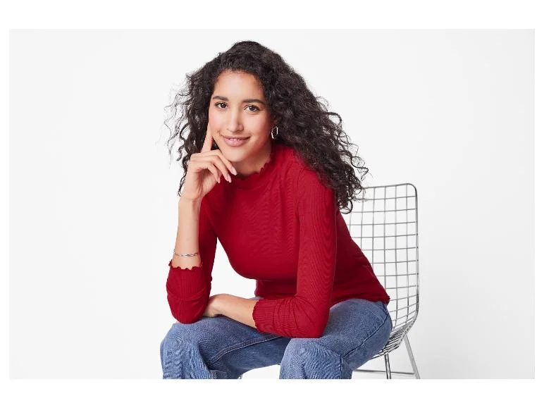 T-shirt côtelé à manches longues femme — SKU LGOC3V6170LQZXJMY