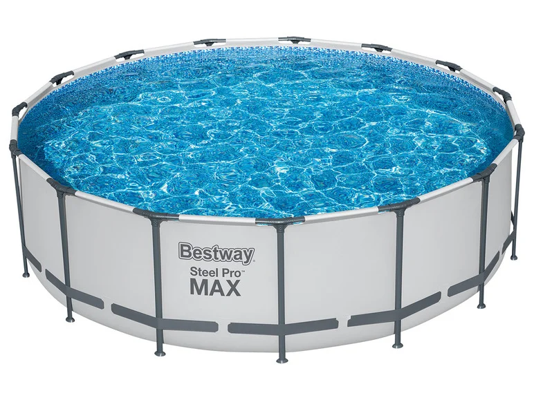 Kit de piscine complet Steel Pro MAXTM Frame Pool, avec pompe de filtration, Ø 457 x 122 cm, gris clair, ronde - Image 5