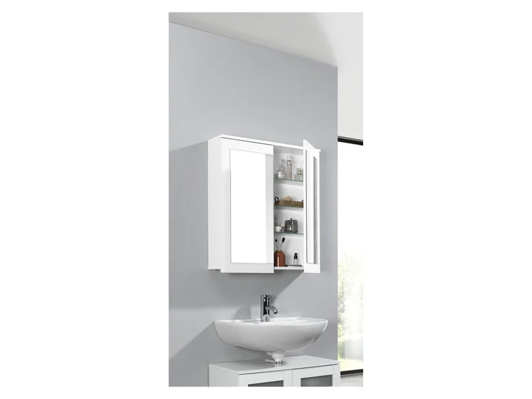 Armoire de toilette miroir Basel, 68,5 x 76,1 x 17 cm, blanche - Image 7