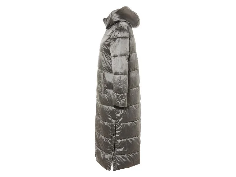 Manteau matelassé long pour femme, fentes latérales avec boutons-pression. - Image 17