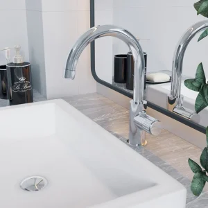 Mitigeur de lavabo de salle de bain Basic, avec mousseur Neoperl