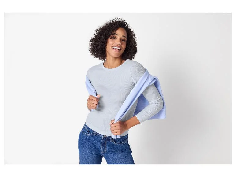 T-shirt côtelé à manches longues femme — SKU QRKBW0L58A26TVZDCL - Image 3
