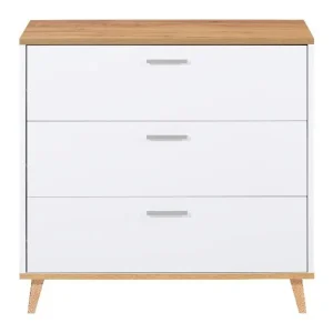 Commode Corfu, 80 x 75,3 x 33 cm, blanc/imitation chêne