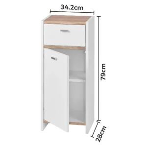Meuble de salle de bains Boston, 34,2 x 79 x 28 cm, blanc/imitation chêne