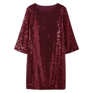 Robe en maille à paillettes femme