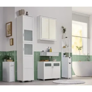 Meuble de rangement étroit, 15,2 x 136,5 x 33 cm, blanc