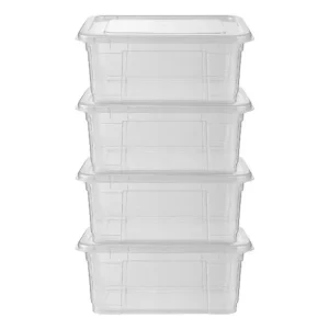 Lot de 4 boîtes de rangement avec couvercle, 11 l