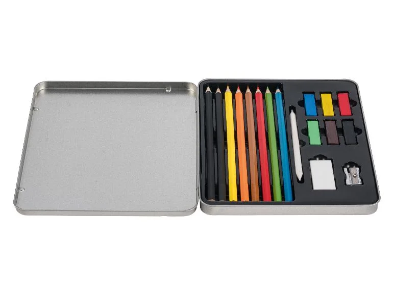 Set d’esquisse et de dessin ou coffret de crayons de couleur