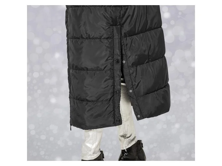 Manteau matelassé long pour femme, fentes latérales avec boutons-pression. - Image 22