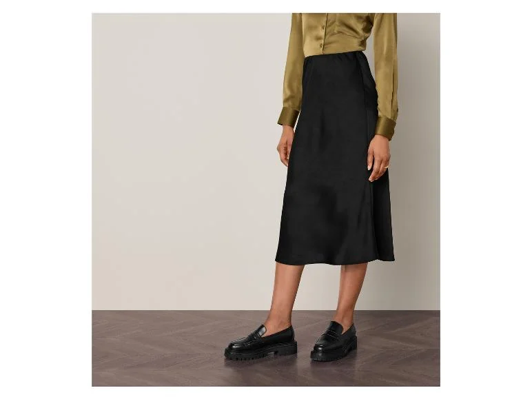Jupe mi-longue en satin femme - Image 2