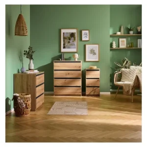 Commode Genève, 80 x 78 x 48 cm, imitation chêne — SKU 1RBZ88V0K7F8AXA4A