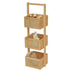 Étagère de salle de bains portable en bambou