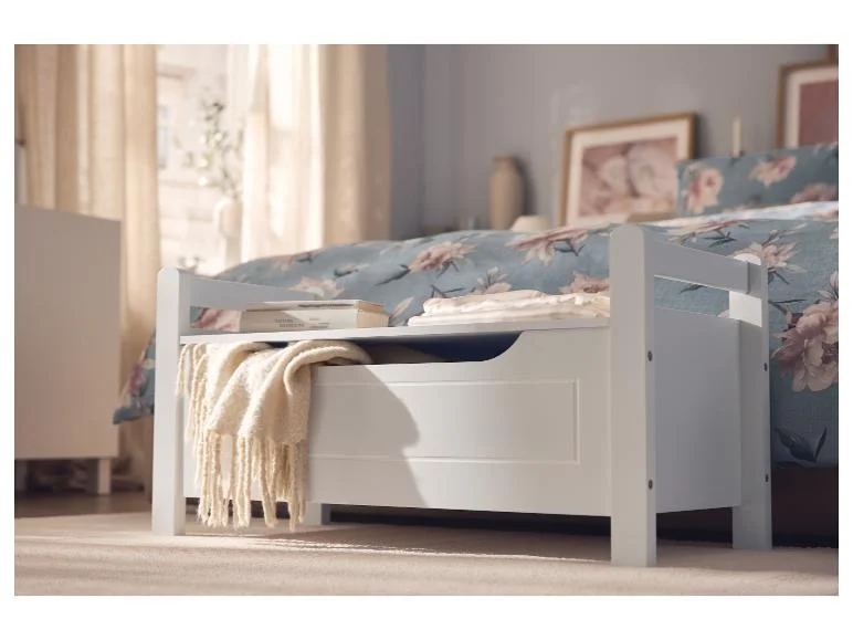 Banquette avec espace de rangement, 88 x 43 x 38 cm, blanc - Image 6