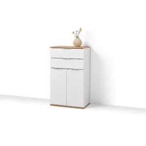 Meuble bas, 57,6 x 32,9 x 94,8 cm, blanc/imitation chêne