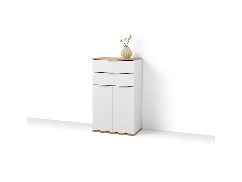 Meuble bas, 57,6 x 32,9 x 94,8 cm, blanc/imitation chêne