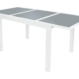 Table de jardin extensible en aluminium Houston, blanc/gris clair